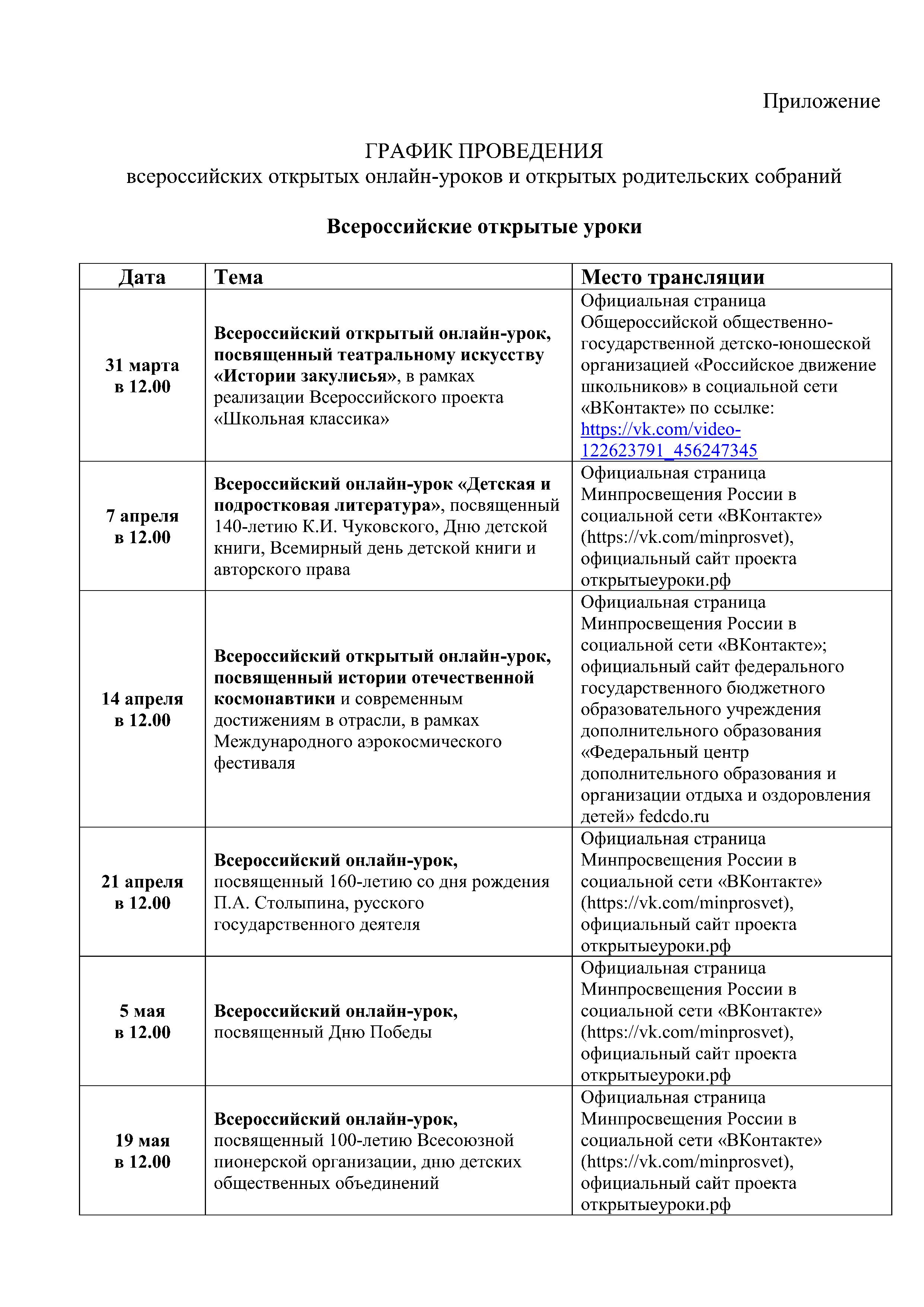 ГРАФИК ПРОВЕДЕНИЯ 0001